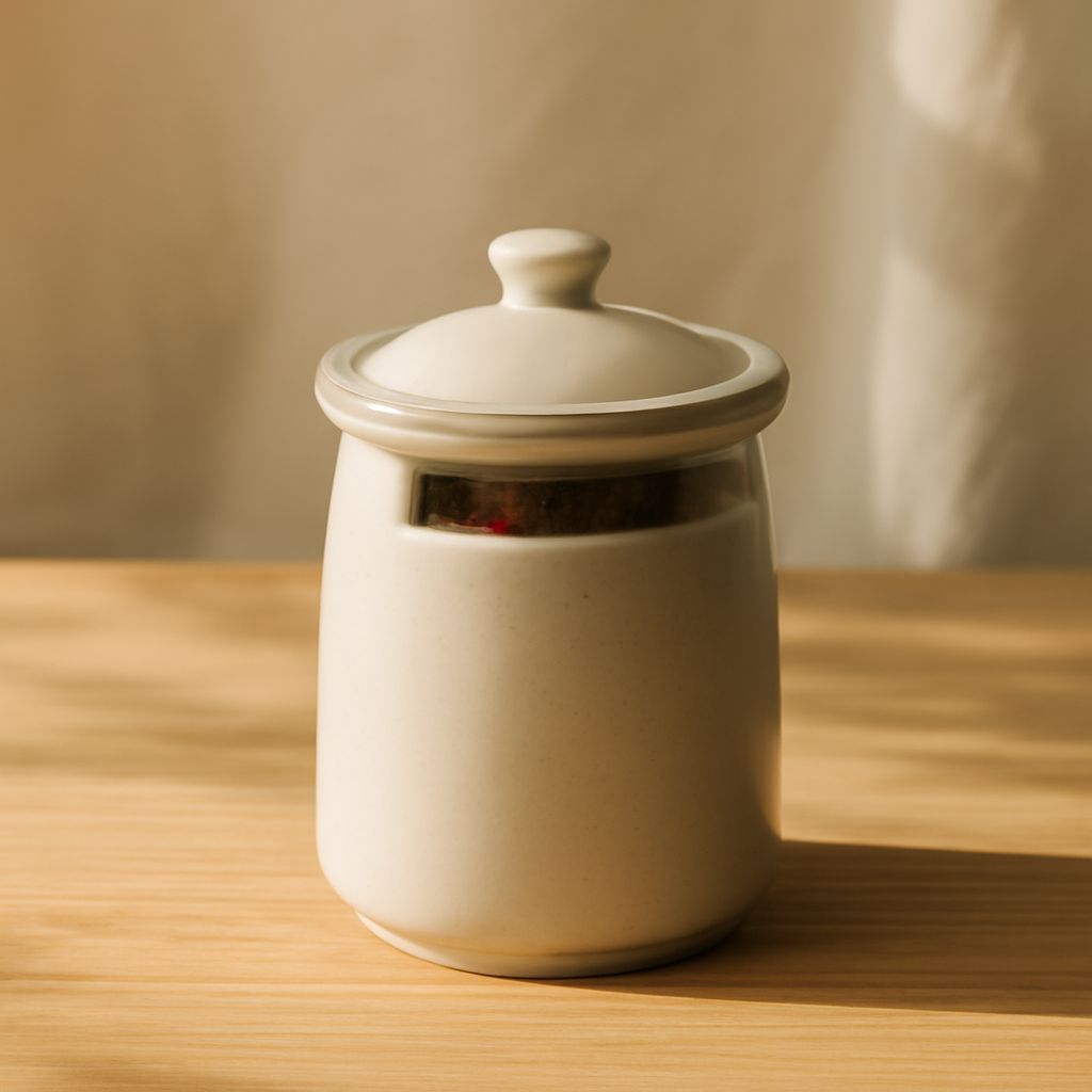 양념통 사용 장면 — 조리대 위